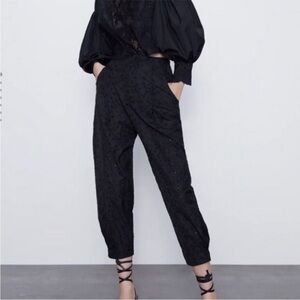 Zara Women’s Embroidered High Waisted Pleated Pants